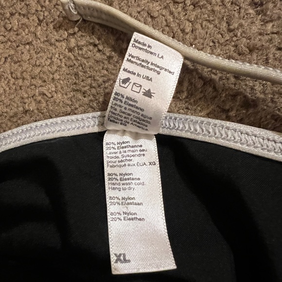 LOT 2 American Apparel String Triangle Bikini Tops Slide Black w/Metallic Silver - Picture 5 of 8